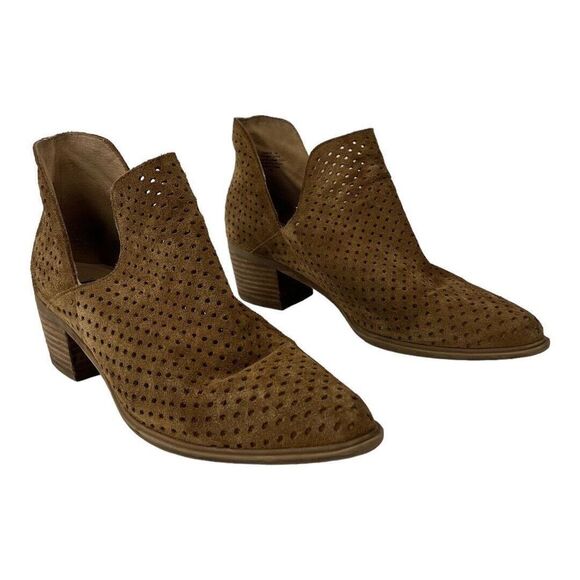 Steven By Steve Madden Size 11 Danese Brown Suede Perforated Ankle Boot Booties - Picture 1 of 7